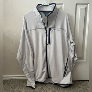 Eddie Bauer Men's Long Sleeve High Route Grid Full Zip / White and Navy